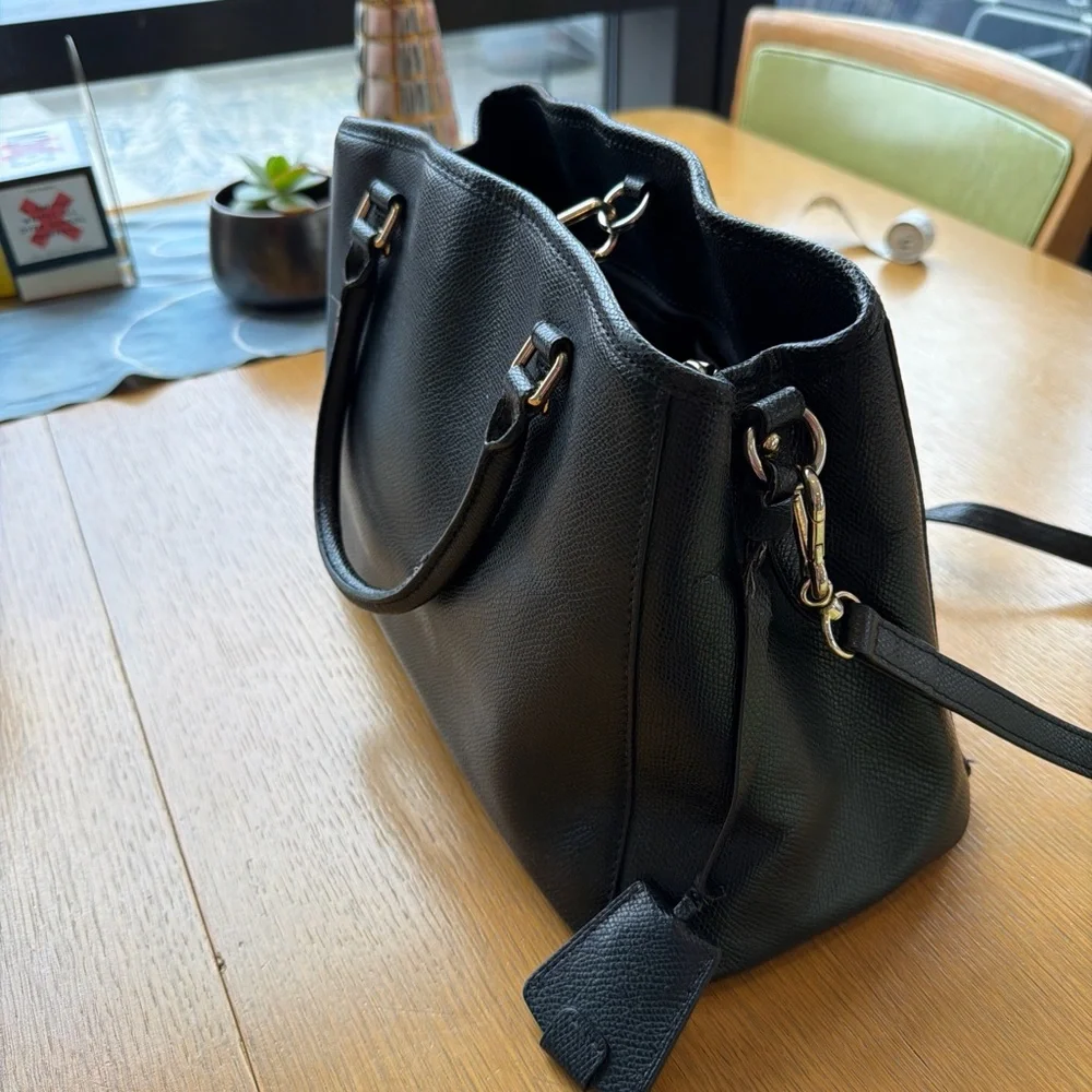 Coach Black Leather Satchel with Gold-Tone Hardware